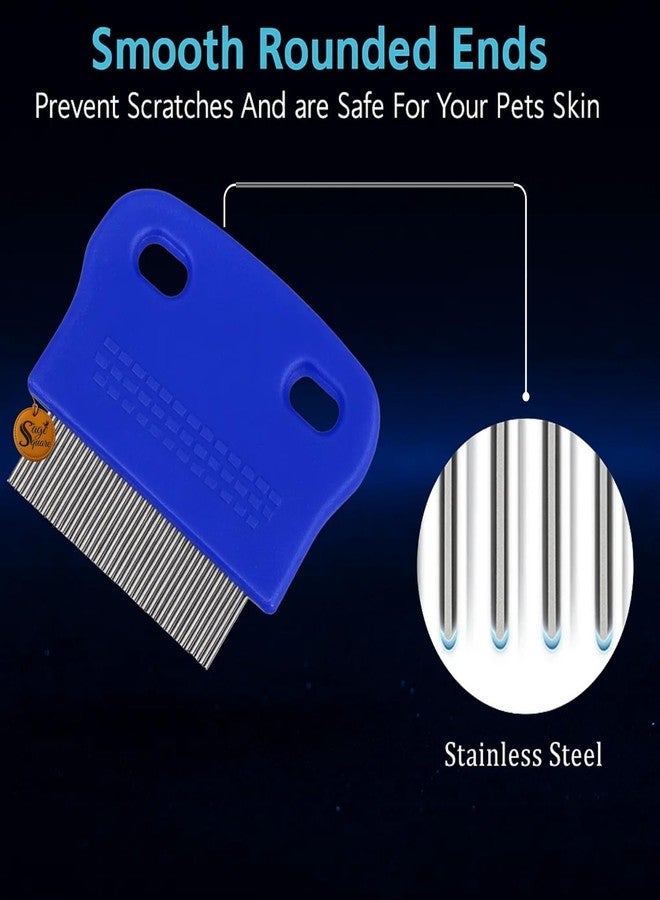 Sage Square Small Pin Flea Comb for Dogs & Cats | Palm Size Grooming Tool with Stainless Steel Bristles | Gentle Detangler & Flea Remover | Travel Friendly for Quick Cleaning | 6cm Random Colour (Type 3) - Image 2